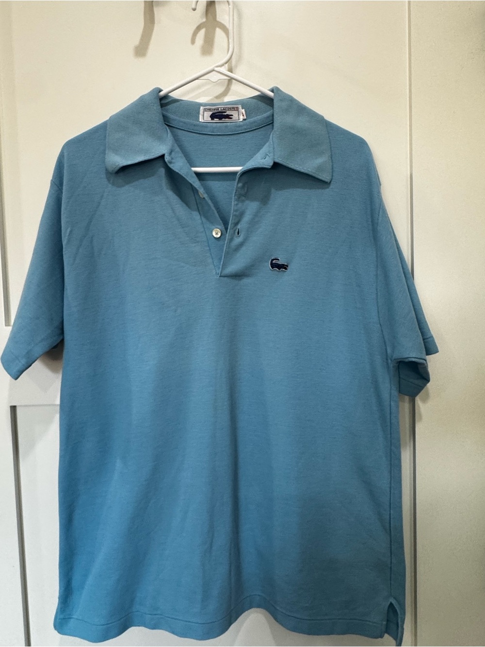 Vintage Chemise Lacoste Light Blue Men’s Shirt with Embroidered Logo XL